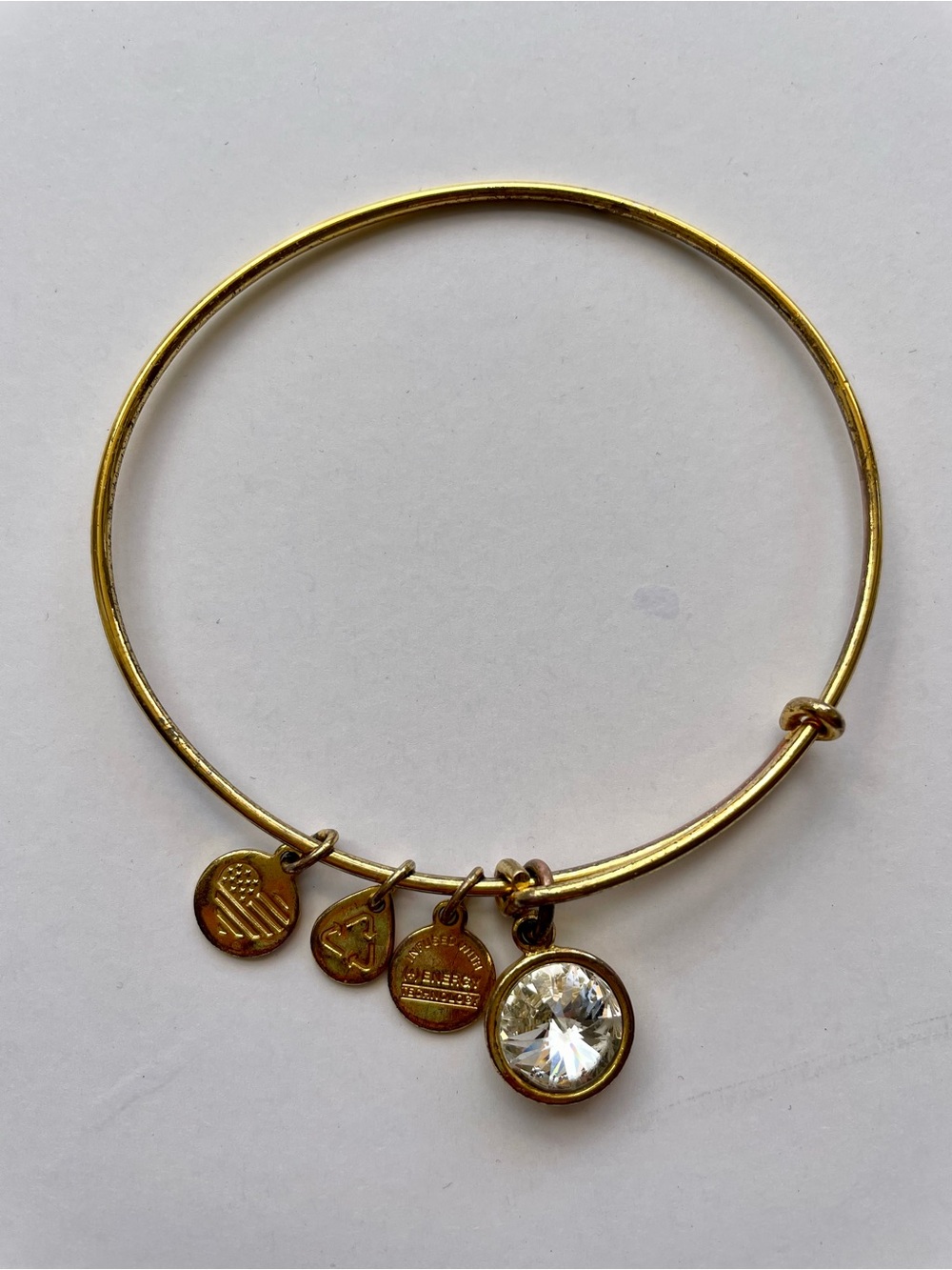Alex and Ani Gold-tone Crystal Charm Bangle